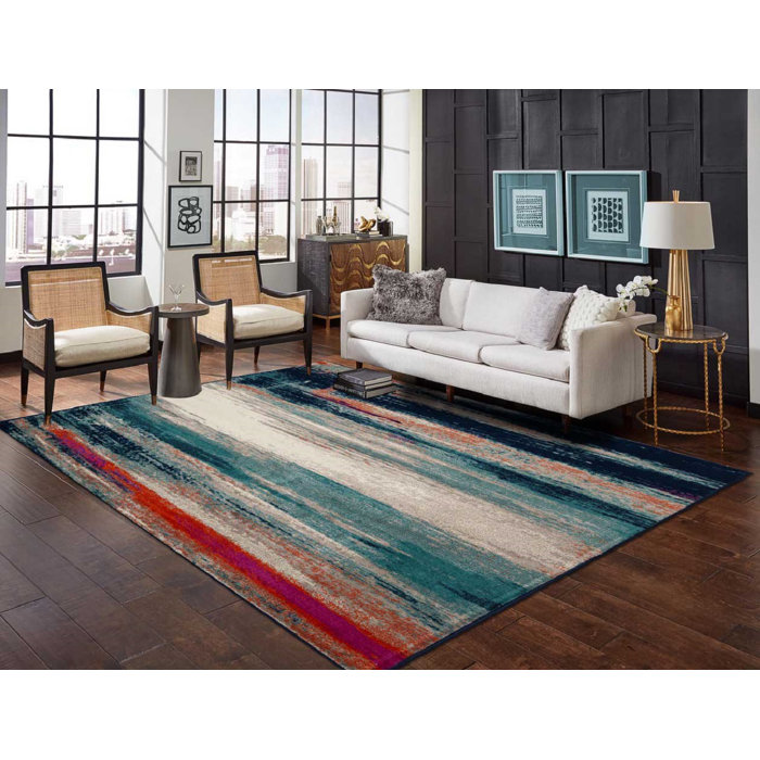 BeverlyHillsRugs Abstract Wool Red/Blue Indoor / Outdoor Area Rug